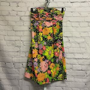 SHOSHANNA - Neon Floral Dress Strapless Dress